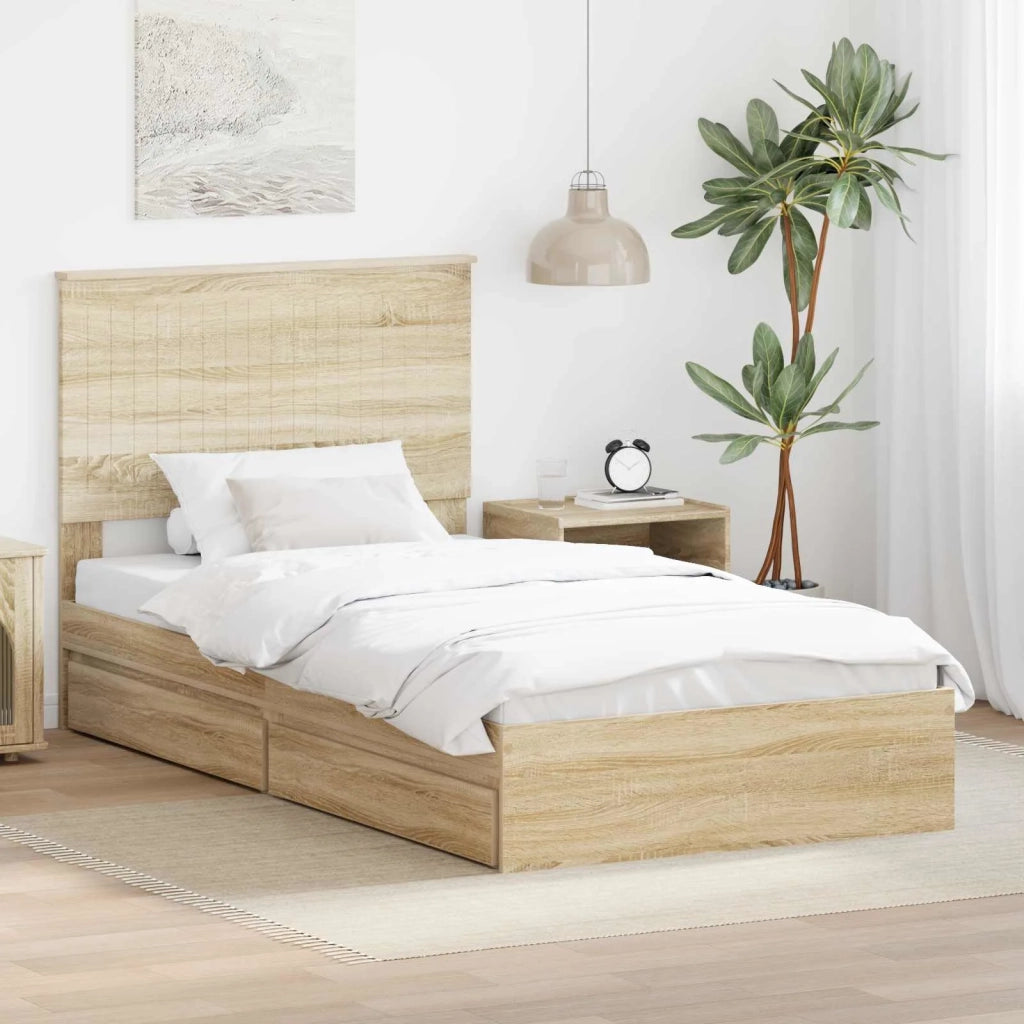 Letto con Contenitore con testiera Rovere Sonoma 100 x 200 cm 3411238