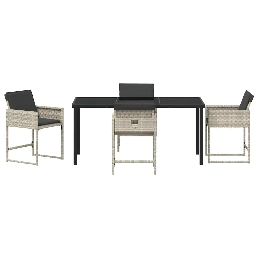 Set da Pranzo per Giardino 5 pcs Grigio chiaro polyrattan 3380026