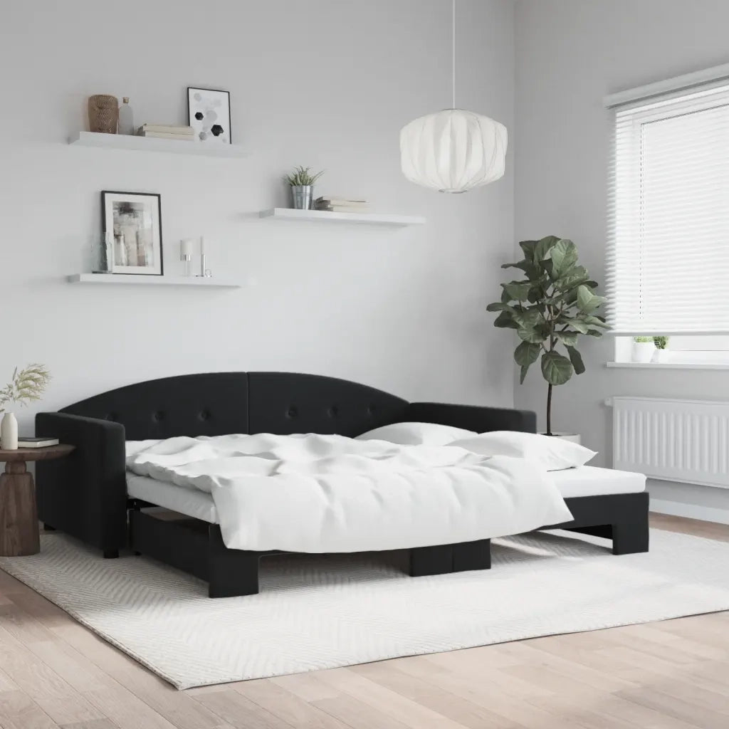 Divano letto | Sof¨¤ letto | Letto singolo Estraibile Nero 100x200 cm in Velluto