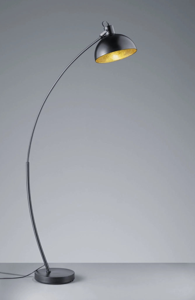 RECIFE PIANTANA ARCO NERA DIFFUSORE METALLO NERO INTERNO ORO H.155CM 1 LUCE ATTACCO E27
