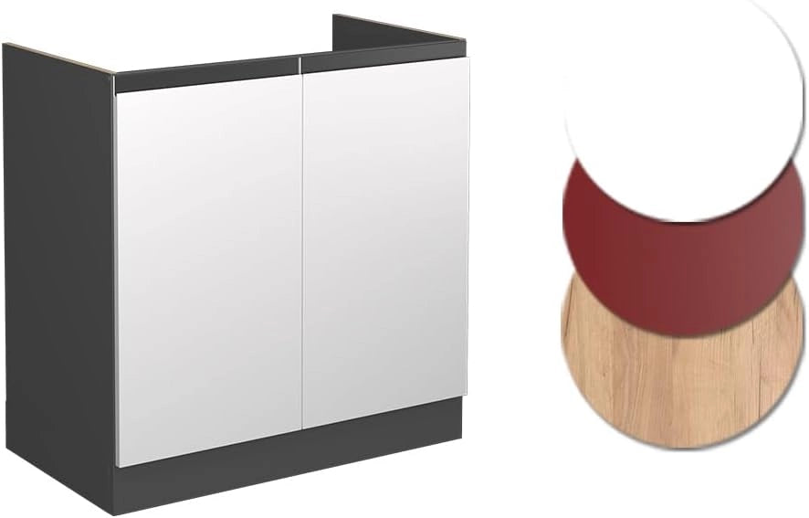 Mobile lavello cucina R-Line, Bianco, 80 cm Forma a J, senza piano di lavoro, per la libera combinazione all'interno di sistemi cucina modulari