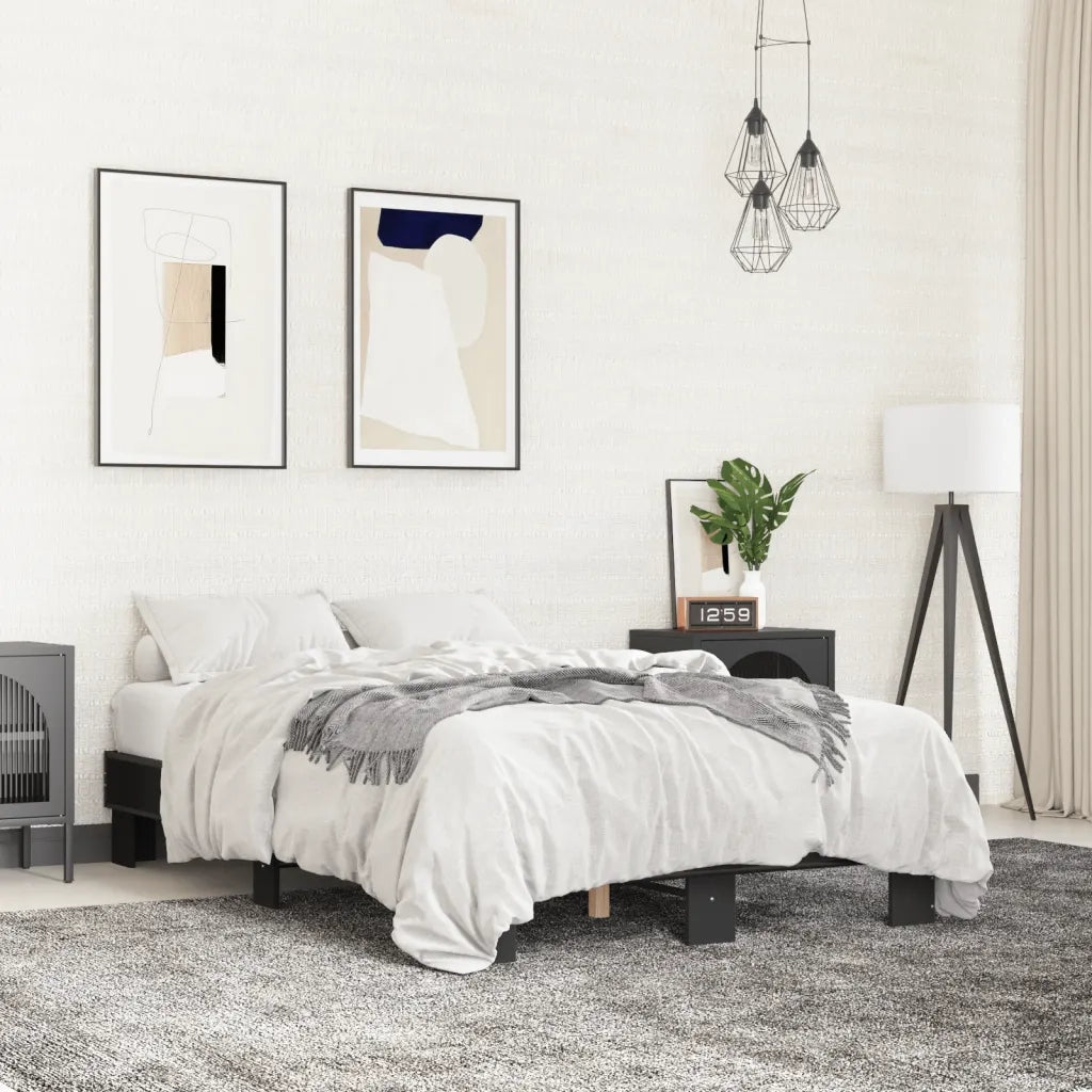 Giroletto-Struttura Letto Nero 120x200 cm in Legno Multistrato e Metallo 638567