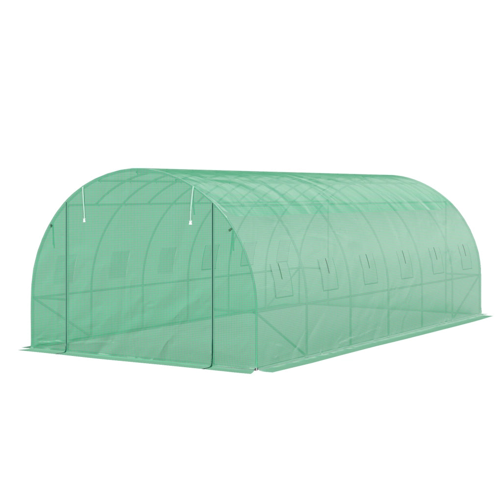 Tunnel Serra in Plastica con Telaio Acciaio e Porte a Rullo ¨C Zephmum ¨C Verde