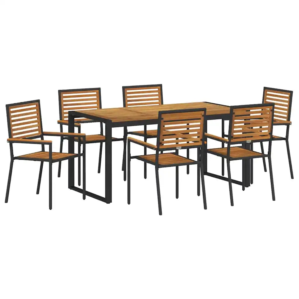 Set da Pranzo per Giardino 7 pcs Nero e Marrone polyrattan 3365478