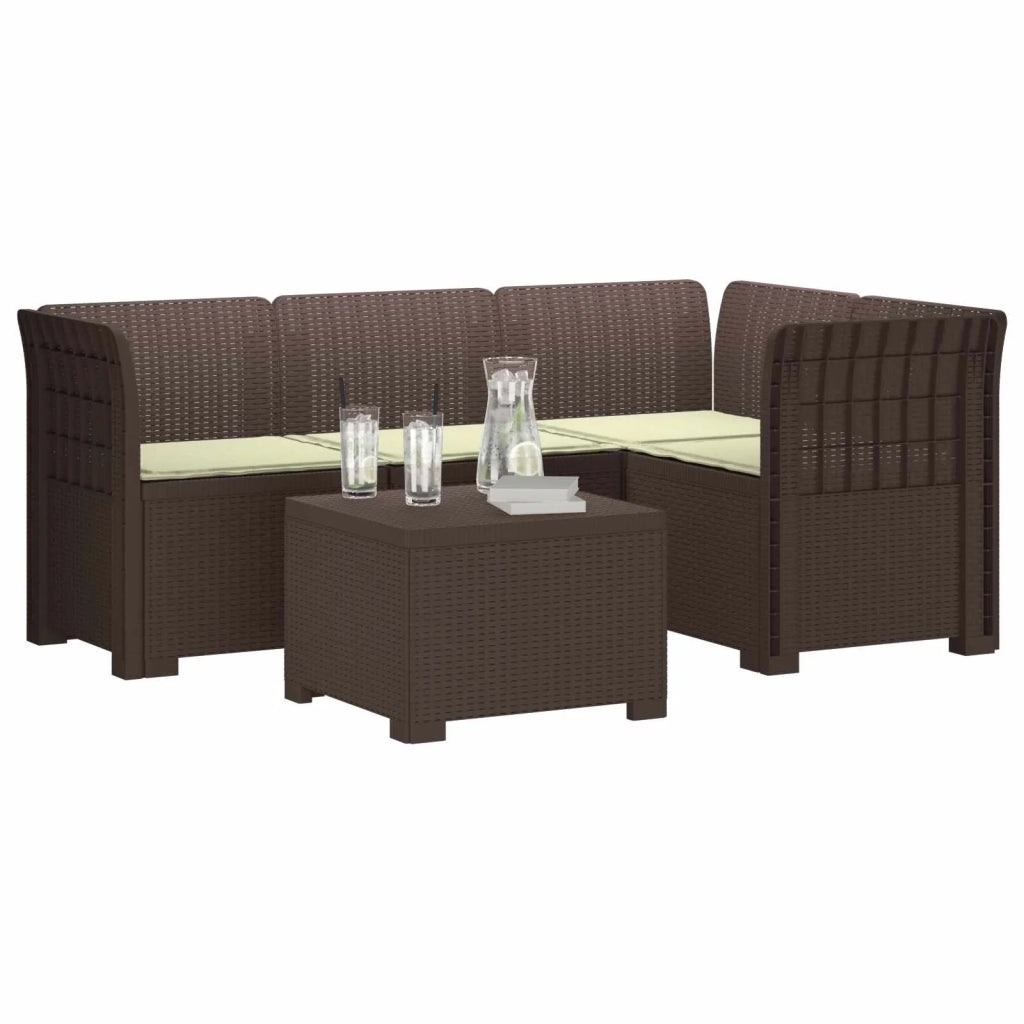Divano da giardino 4 posti con cuscini aspetto rattan PP 3444002