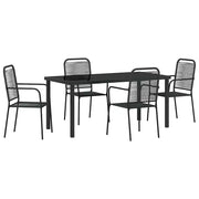 Set da Pranzo per Giardino 5 pz | Set Salotto da Giardino Nero