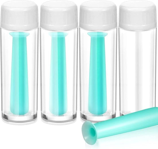 Manicotto per lenti - Manicotto per lenti morbide e dure - Pinza per lenti - Manicotto per lenti - Contenitore per lenti - Liquido per lenti morbide - 4 pezzi - Blu chiaro