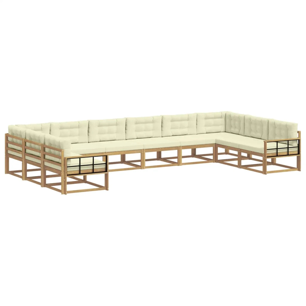 Set di divani da esterno 10 pz Bianco e Crema 3387114