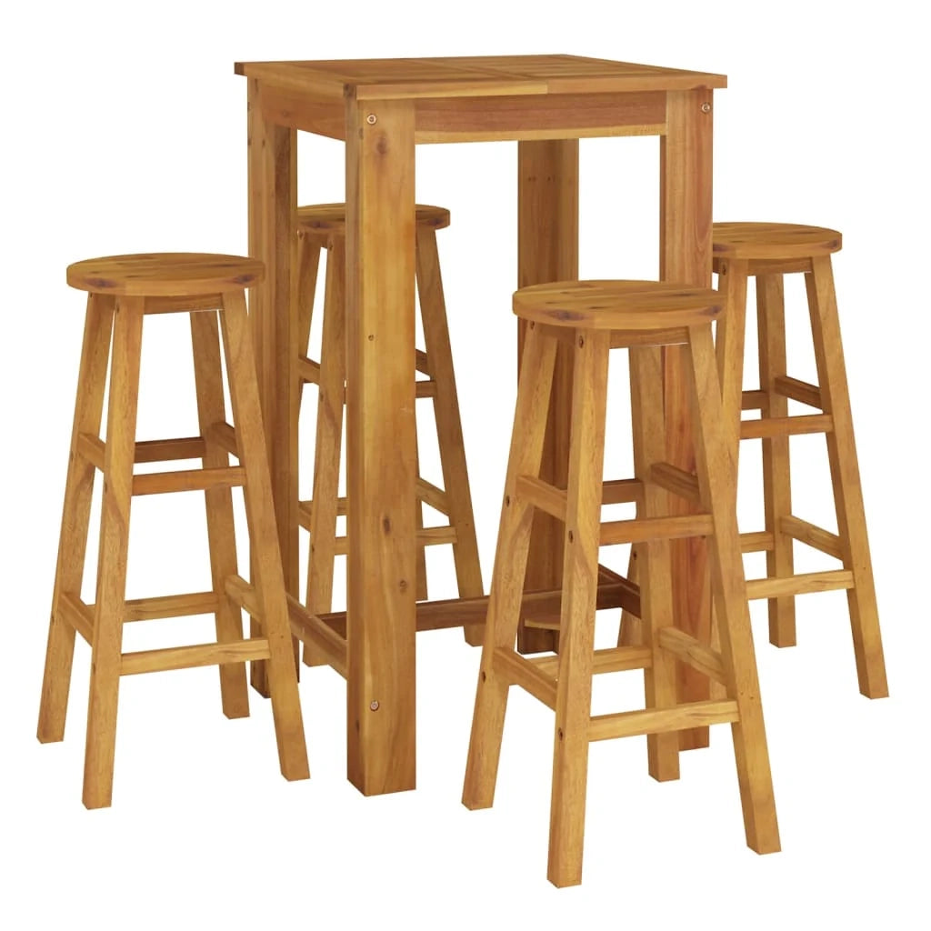 Set da pranzo da giardino per esterni 5 pezzi legno massello di acacia 02_0013754