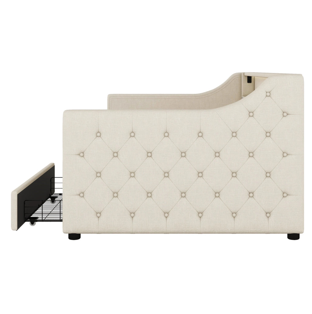 Letto a una piazza 90x200 con luci LED, due cassetti e porta USB