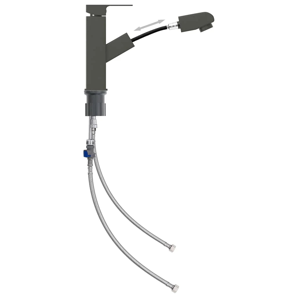 Rubinetto estraibile per lavabo miscelatore per bagno finitura per interni 17,2 cm finitura grigia 02_0003527