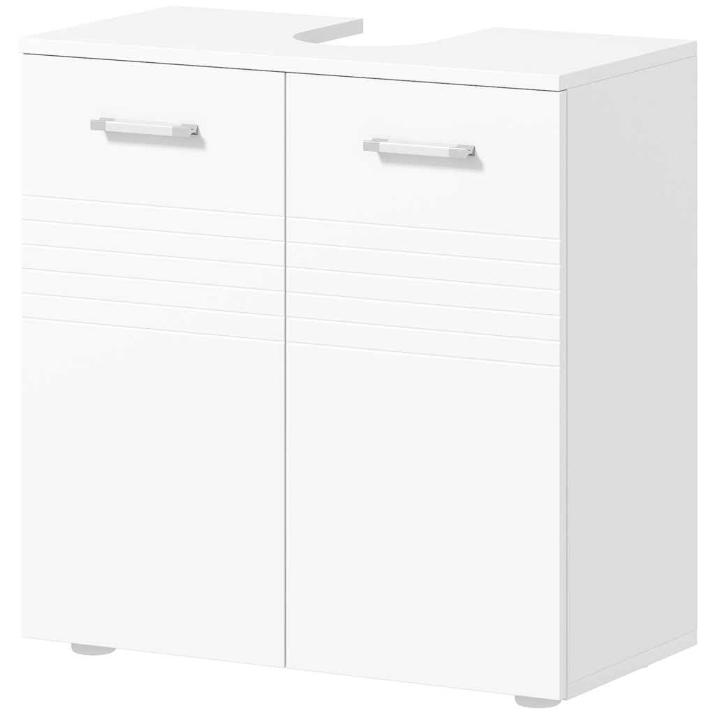 Mobile da Bagno Sottolavabo con 2 Ante e Ripiano Aggiustabile ¨C Zephmum ¨C 60x30x62,5 cm Bianco