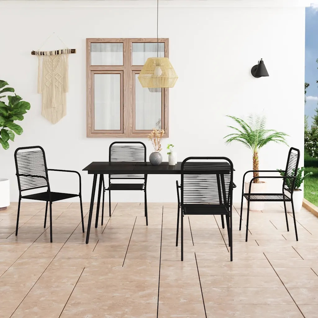 Set da Pranzo da Esterni 5 pz in Corda di Cotone e Acciaio Nero 3058279