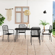 Set da Pranzo da Esterni 5 pz in Corda di Cotone e Acciaio Nero 3058279
