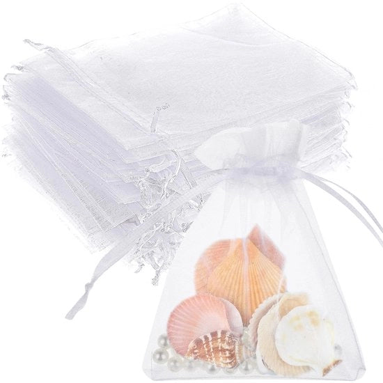 Sacchetto di organza trasparente da 50 pezzi - 18 x 13 cm - Translucido - Regali di nozze/gestite di ospiti - Gioielli/gestite - Cosmetici/articoli da giocattolo - Sacchetti regalo