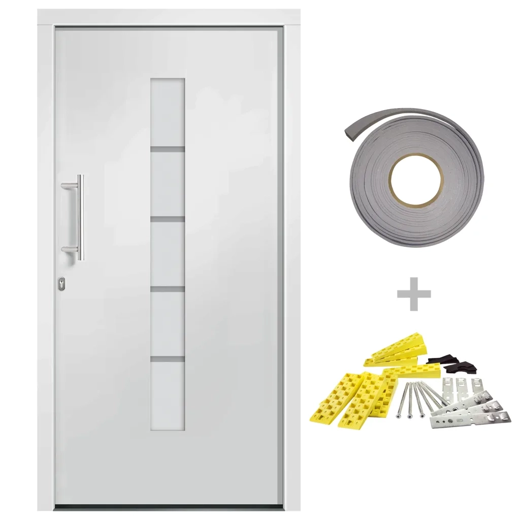 Porta d'Ingresso in Alluminio e PVC Bianco 100x210 cm 3056810