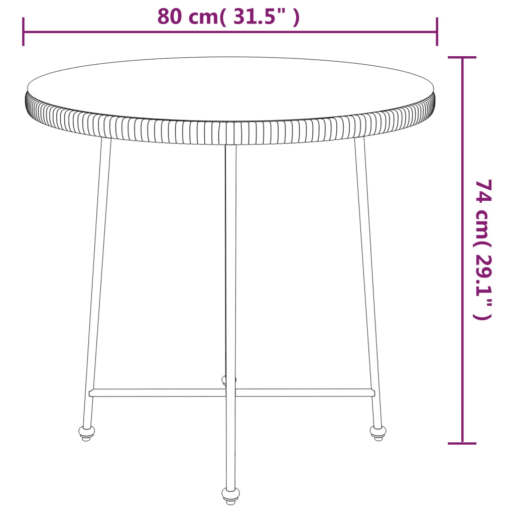 Tavolo da Pranzo Nero Ø80 cm Vetro Temperato e Acciaio 319437