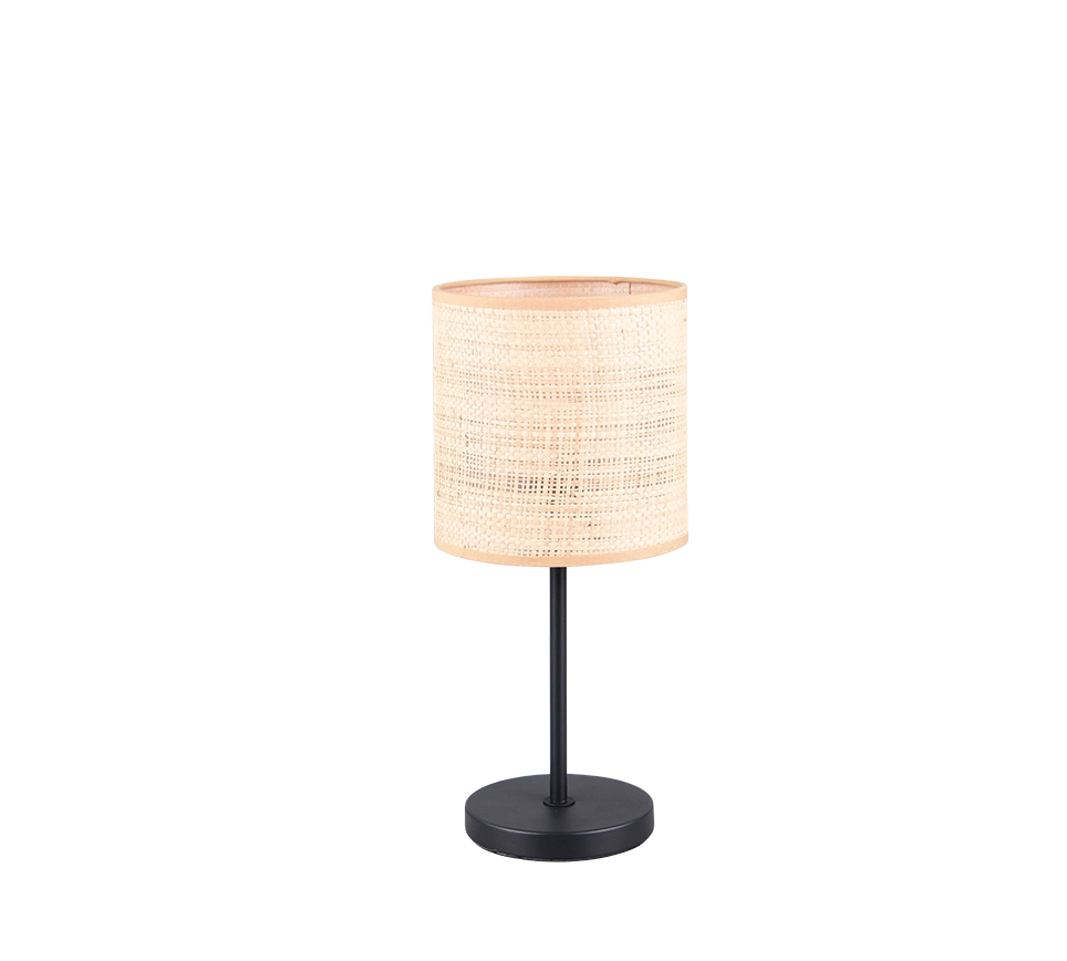 Lampada da tavolo, fibre naturali e metallo nero, H 37 cm, Aimee