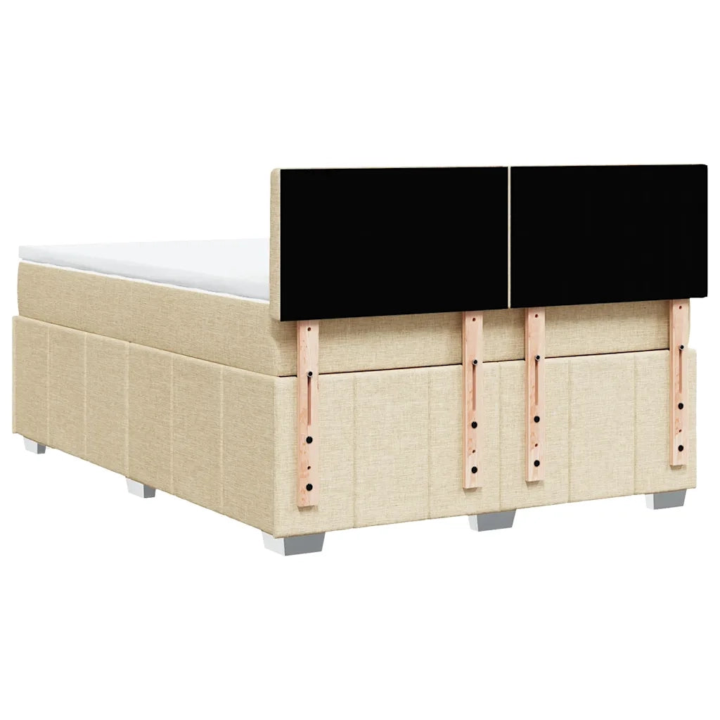 vidaXL Giroletto a Molle con Materasso Crema 140x19 cm in Tessuto