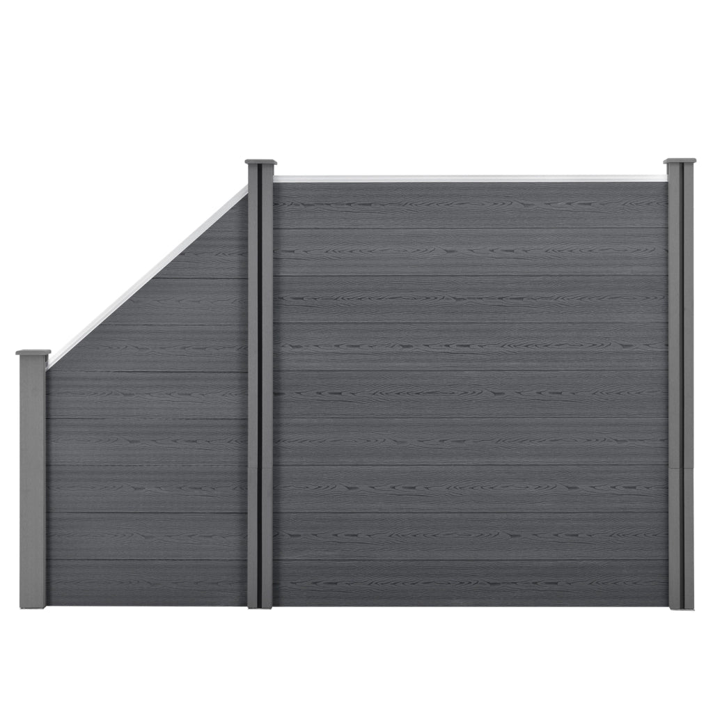 Recinzione in WPC per Giardino Staccionata da Elementi Inclinato e Rettangolare 183x277 cm Grigio NEU.HOLZ