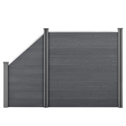 Recinzione in WPC per Giardino Staccionata da Elementi Inclinato e Rettangolare 183x277 cm Grigio NEU.HOLZ