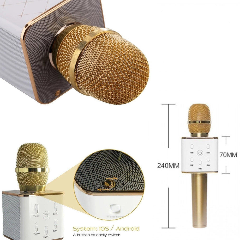 Trade Shop - Microfono Bluetooth Wireless Doppio Altoparlante Speaker Bluetooth Portatile -