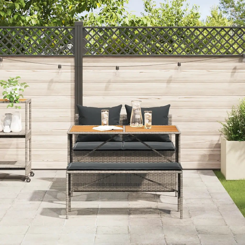 Set da Pranzo da Giardino 3 pz | Set Salotto da Giardino con Cuscini in Polyrattan Grigio