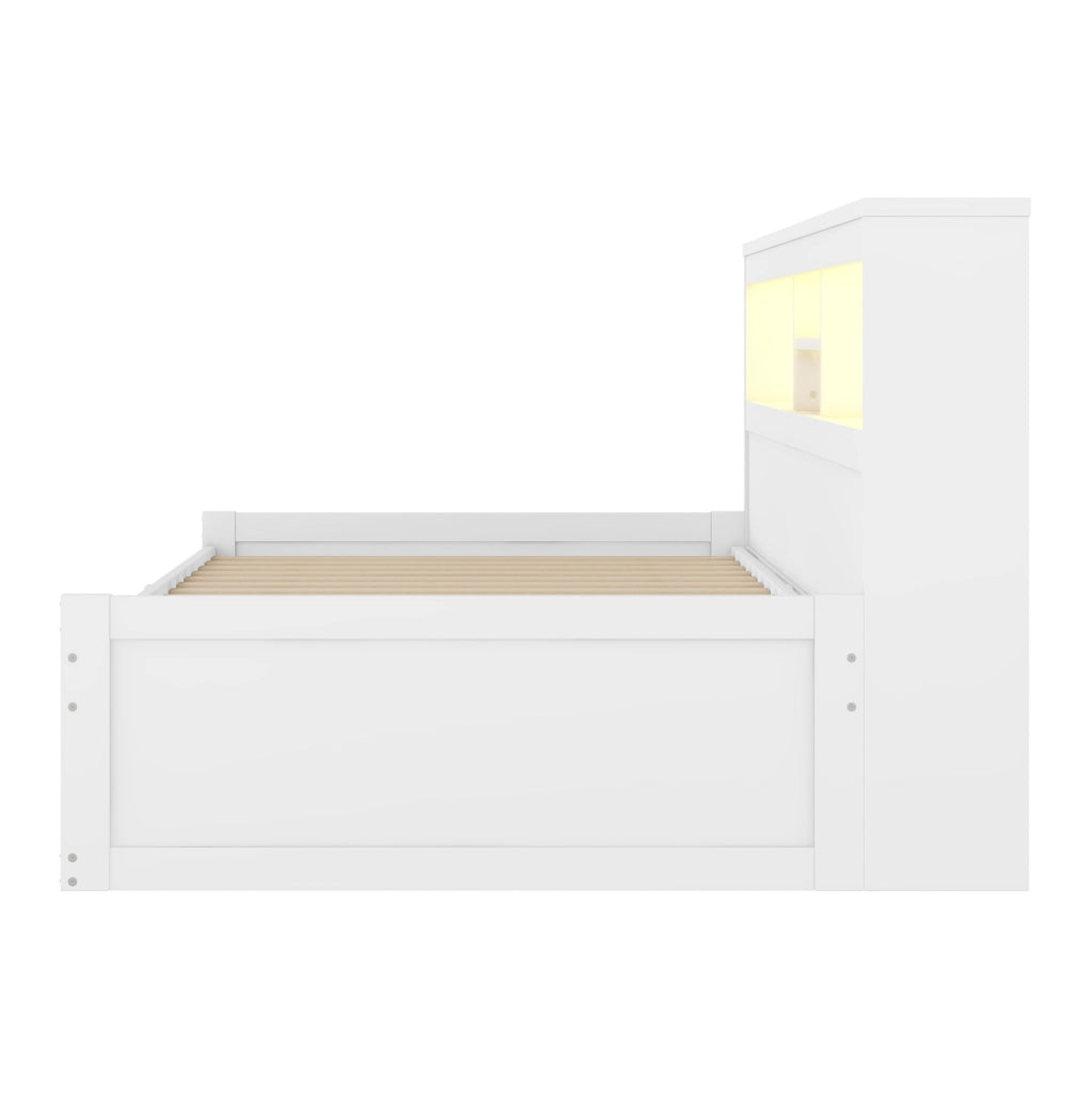 LETTO Daybed 90x200 cm con 2 cassetti, USB e LED Bianco