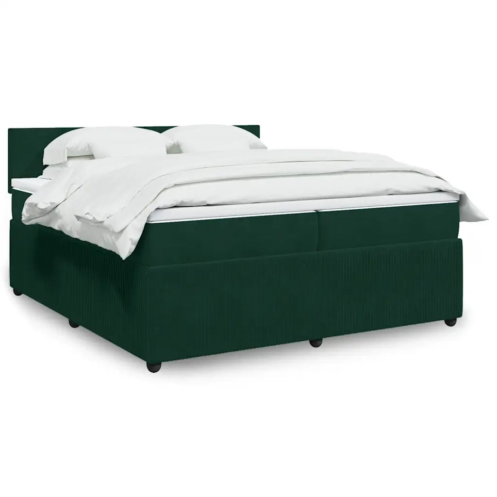 Giroletto a Molle con Materasso Verde Scuro 200x200 cm Velluto