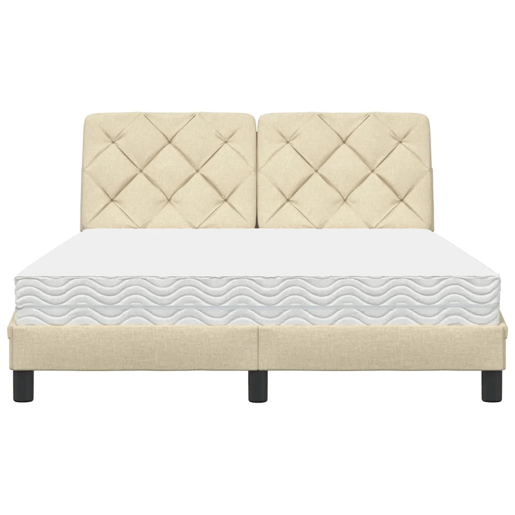 Letto con Materasso Crema 140x19 cm in Tessuto 3310739