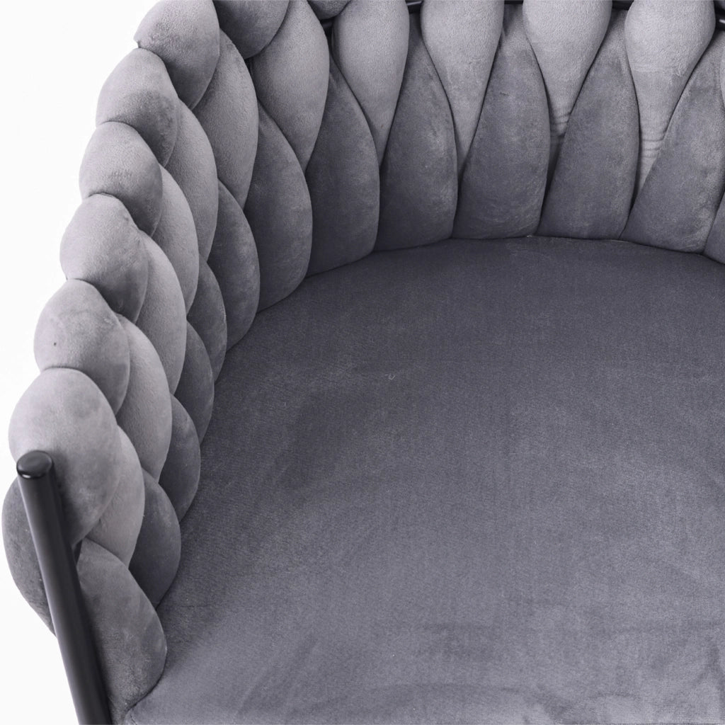 Set di 2 sedie da pranzo girevoli in velluto grigio con schienale ergonomico e struttura in acciaio