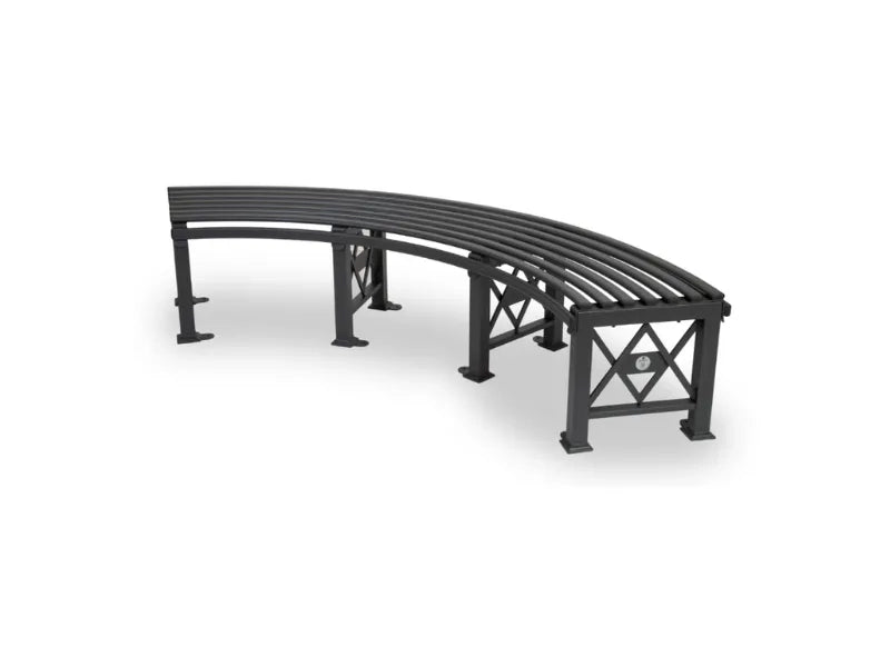 Panca Deimos dritta curva Giochipark acciaio zincato verniciato cm 150x49x47h - Grigio micaceo - Curvo