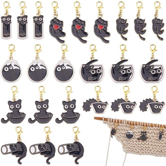 Accessori per tessitura 24 pezzi - Disegni animali - Lame in acciaio inossidabile - Chiusura di sicurezza - Manufatti sostenibili - Per tessitura ouncinetto - Accessori per tessitura