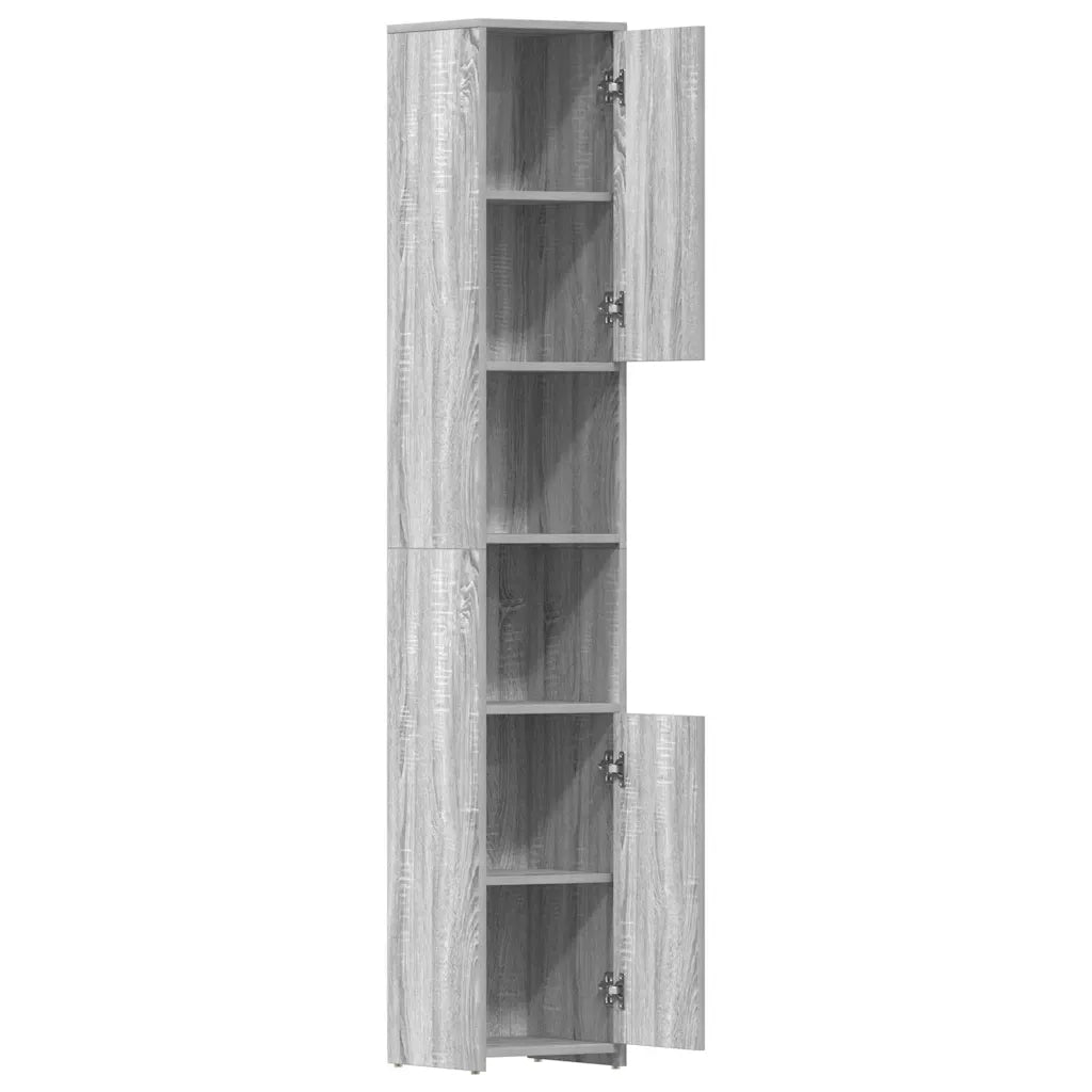 Armadietto Bagno Grigio Sonoma 30x30x183,5 cm Legno Multistrato cod mxl 12914