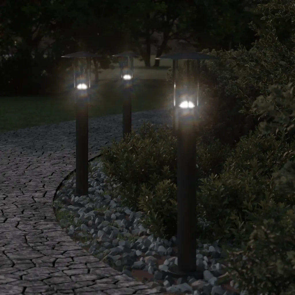 vidaXL Lampade da Terra per Esterni 3 pz Nere 60 cm in Acciaio Inox