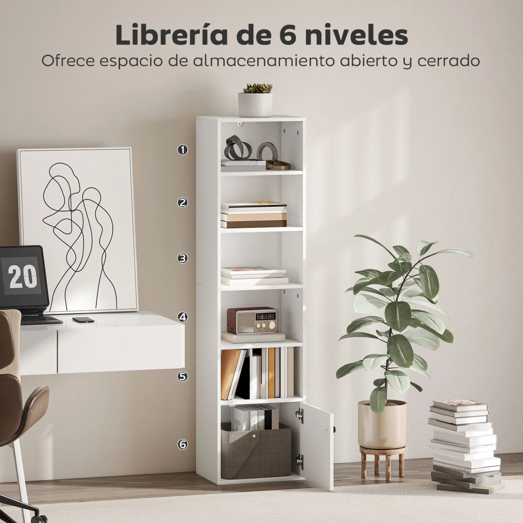 Libreria 5 Livelli Moderna con Ante ¨C Zephmum ¨C Bianco 40x30x156 cm
