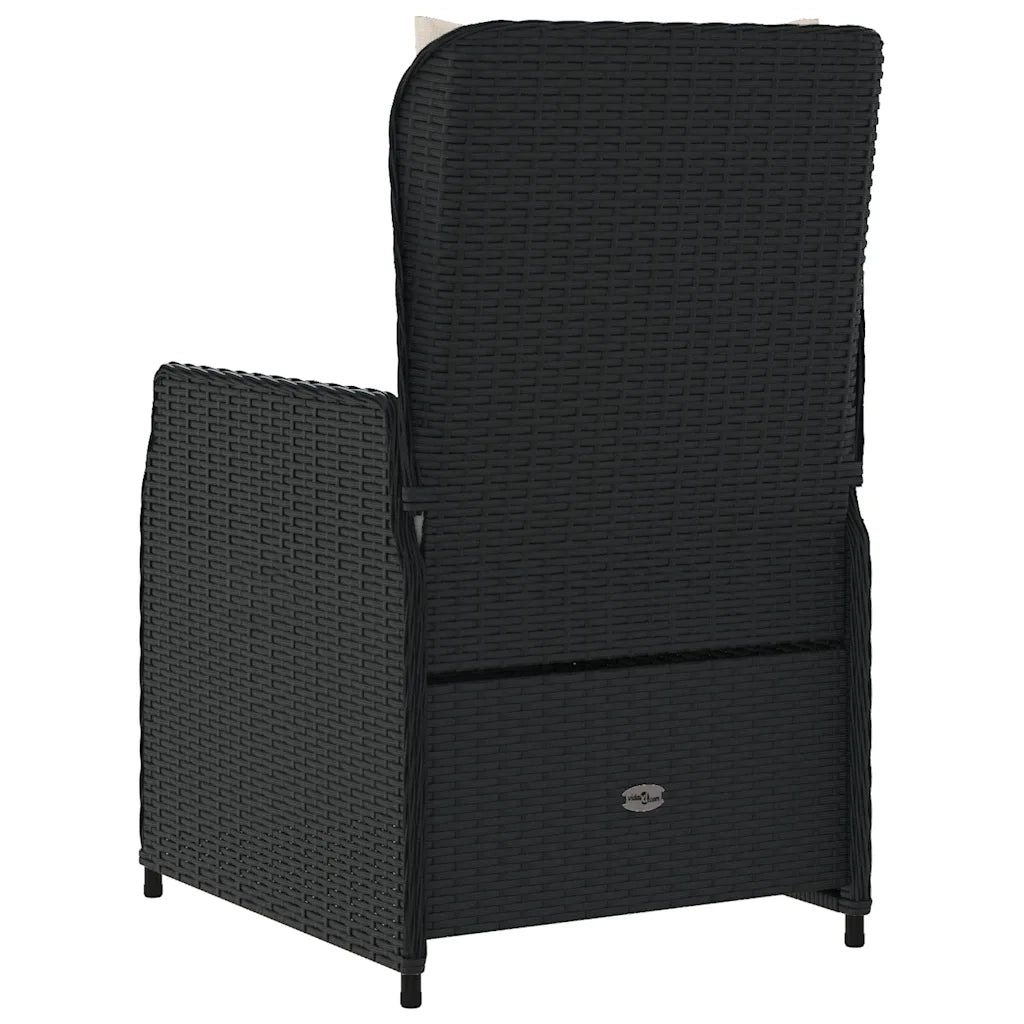 Sedie da Giardino Reclinabili 2 pz | Sedie da Esterno Nere in Polyrattan