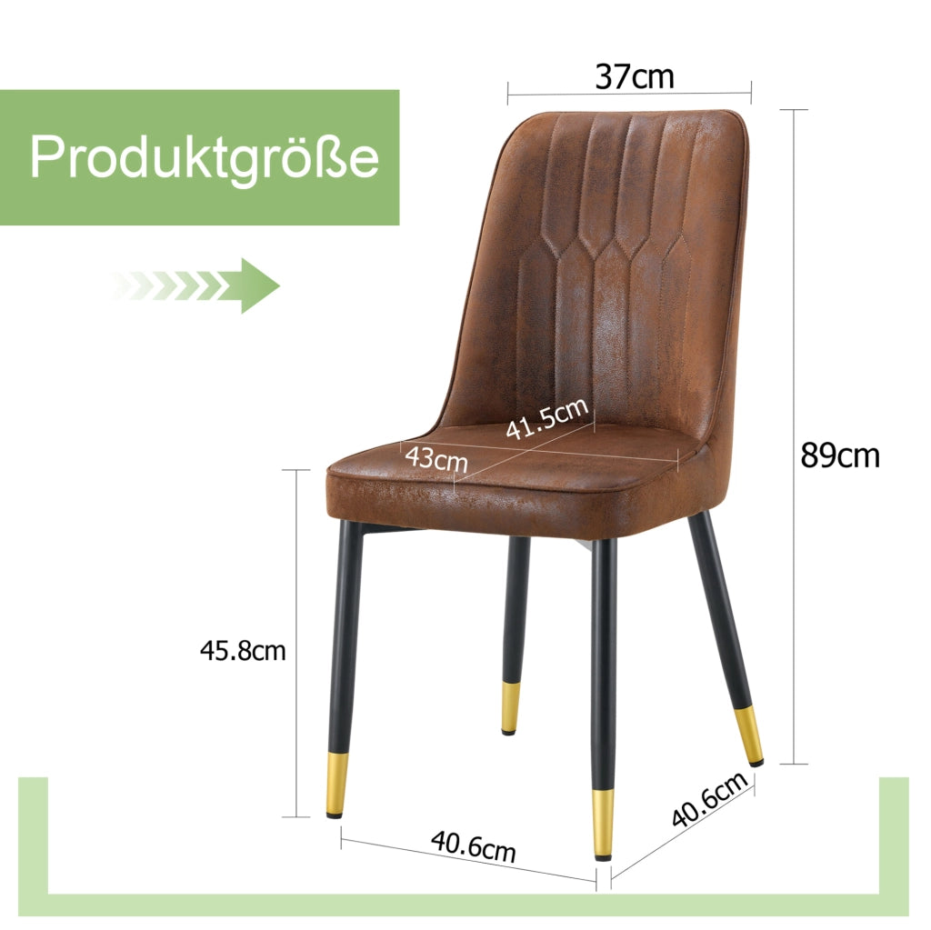 Sedia da pranzo marrone con schienale ergonomico e gambe in metallo nero antiscivolo