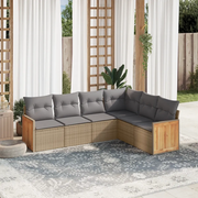 Set Divano da Giardino 6 pz con Cuscini Beige in Polyrattan 3227683