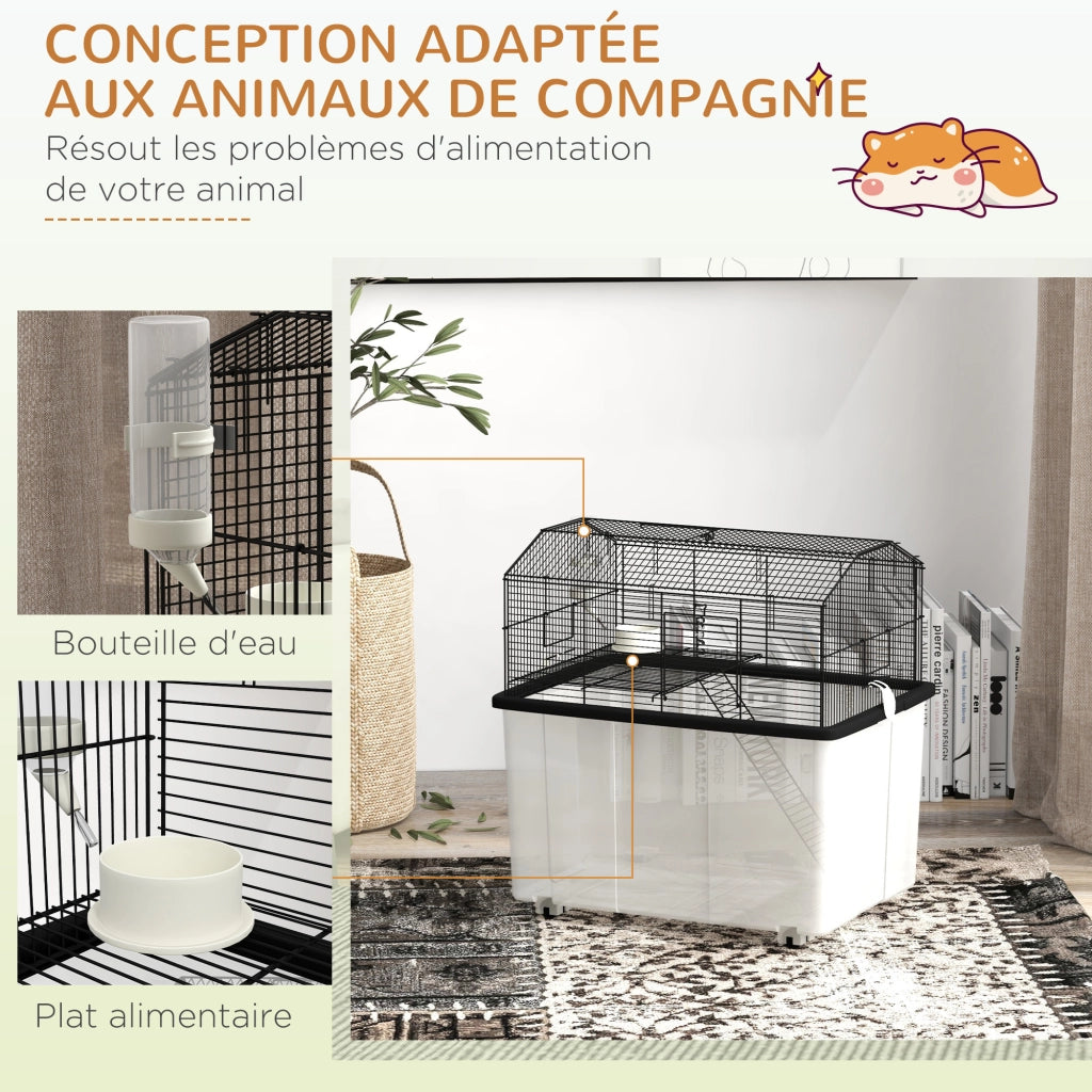 Gabbia per criceti 2 piani con ruote ¨C zephmum ¨C nero 57x43x57 cm
