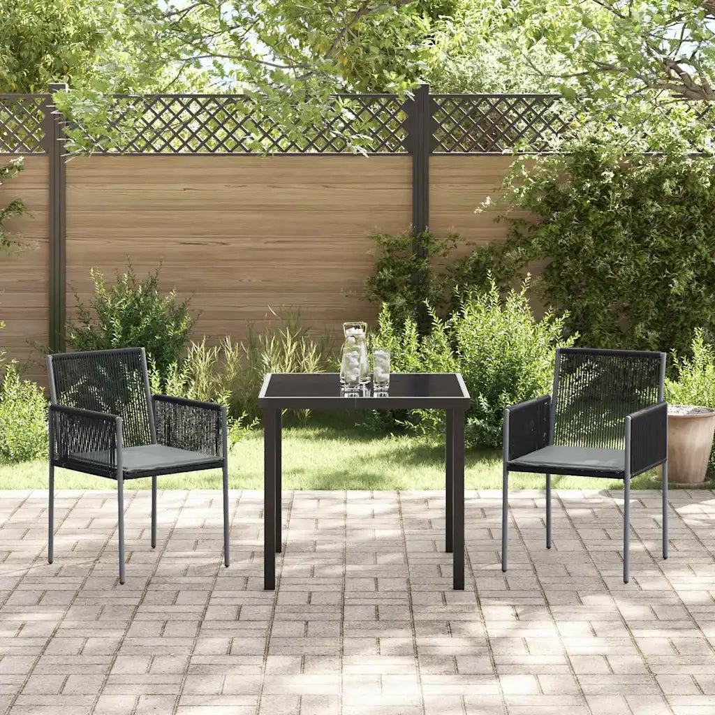 Set da Pranzo per Giardino 3 pcs Nero Rattan in PE