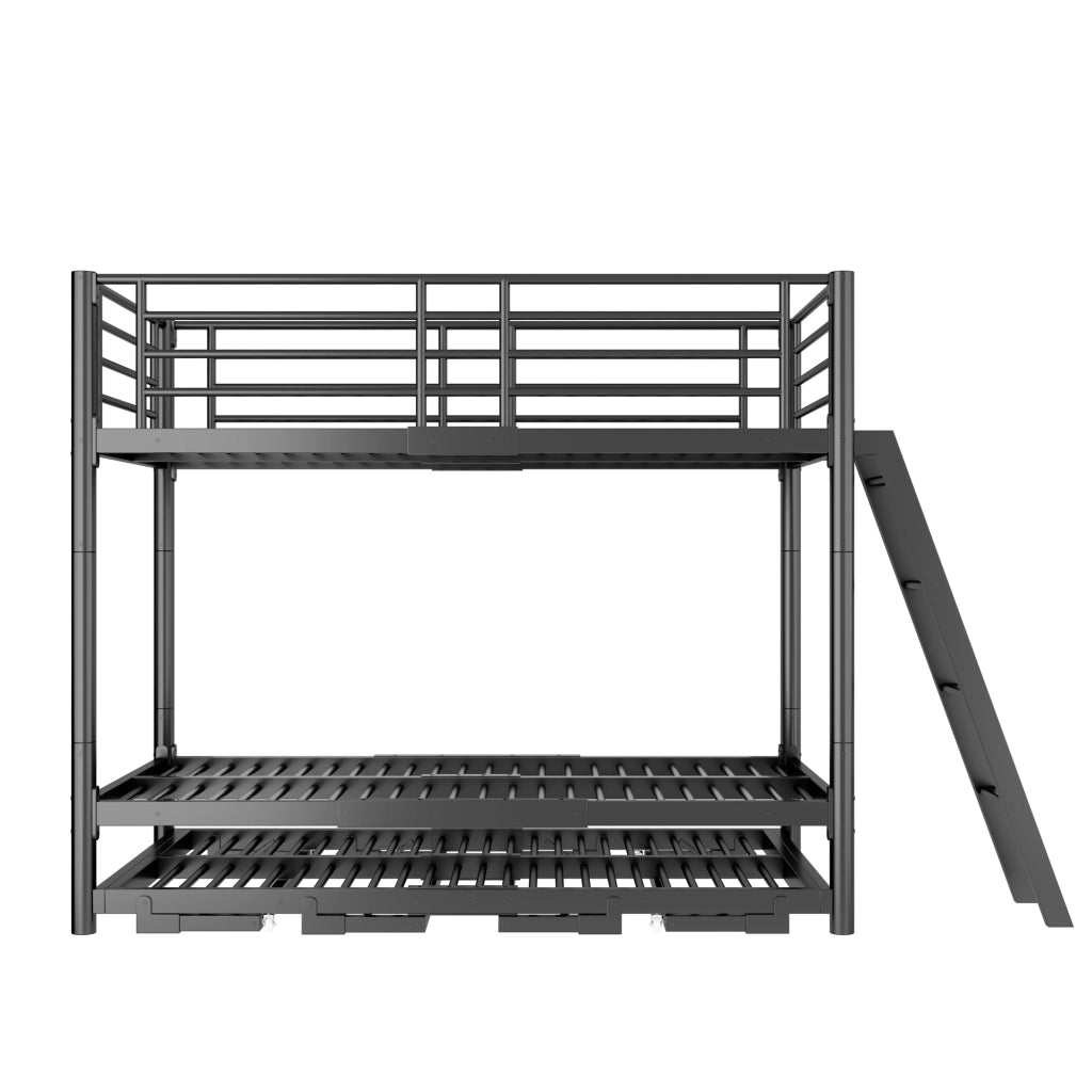 Letto a castello con letto estraibile 90x200 cm; estendibile a 180x200 cm; nero