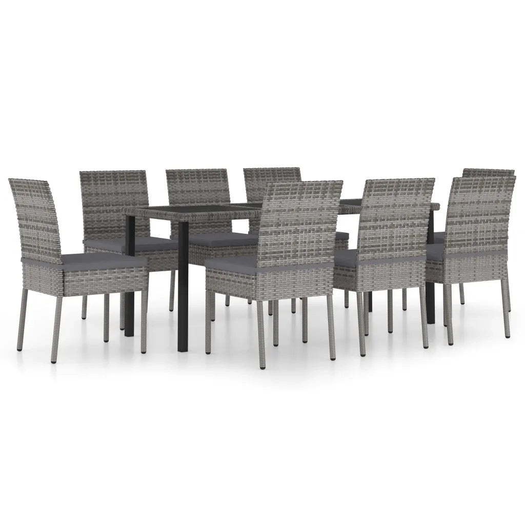 Set da Pranzo da Giardino 9 pz in Polyrattan Grigio cod mxl 36150