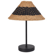 Lampada da tavolo con paralume in corda di carta beige e nero stile boho soggiorno camera da letto