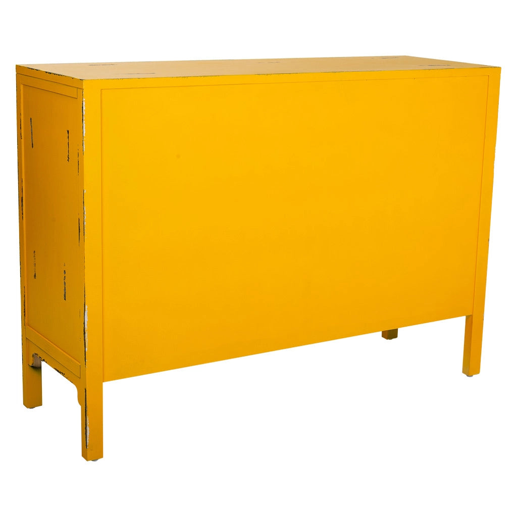 Credenza in legno gialla 120x40x86,5