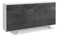 Madia 3 Ante 3 Cassetti 164x92x41 cm Ossido Bianco/Ossido Nero