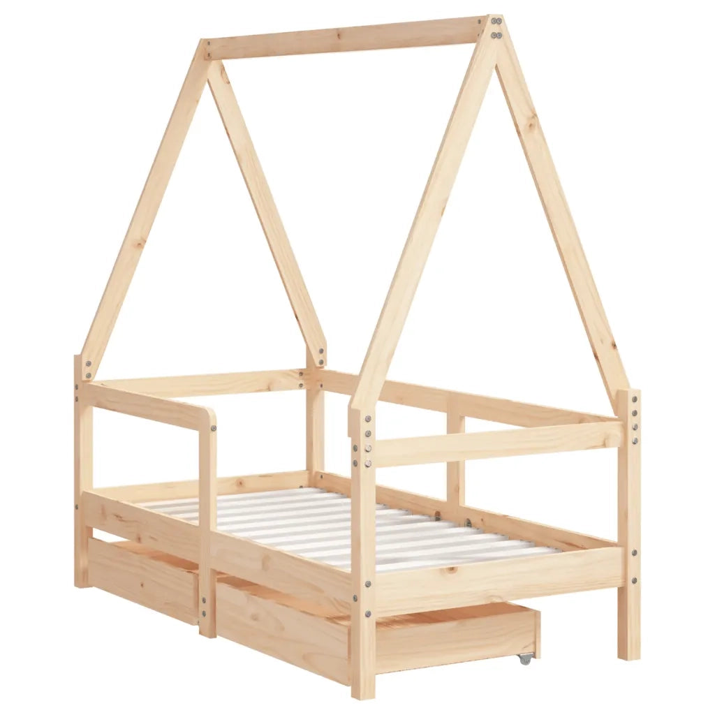 Giroletto Bambini | Letto Infantile | Lettino con Cassetti 70x140 cm Legno Massello di Pino