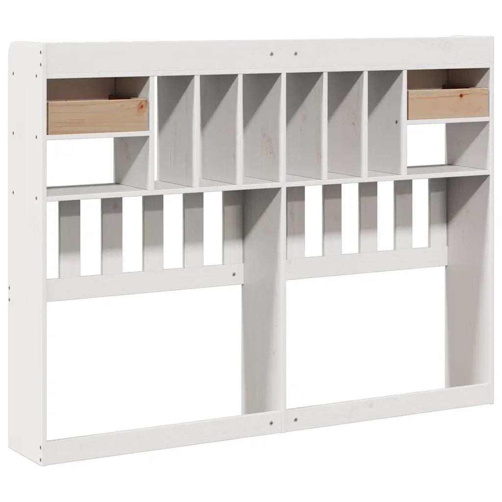Testiera con Ripiani-Testata contenitore Bianca 140 cm in Legno Massello di Pino 784356