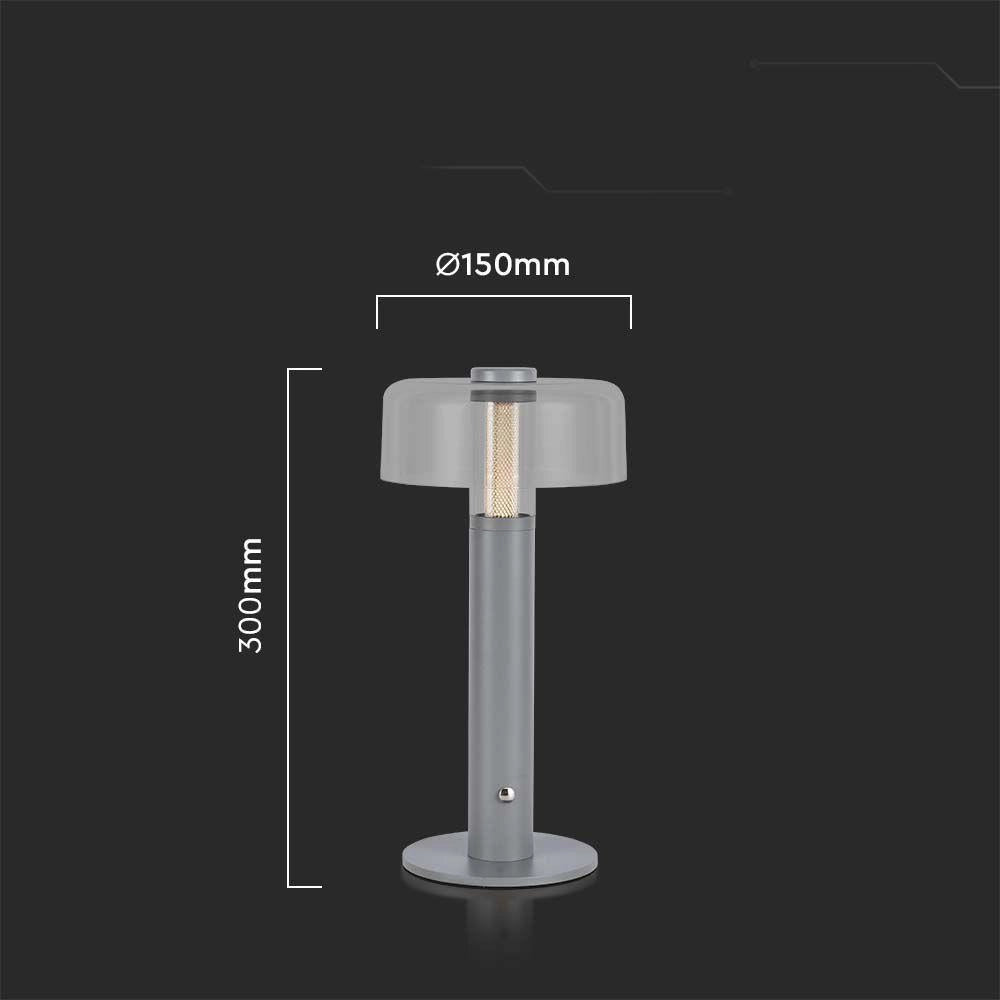 Lampada da tavolo LED 1W 100lm USB-C ricaricabile grigia