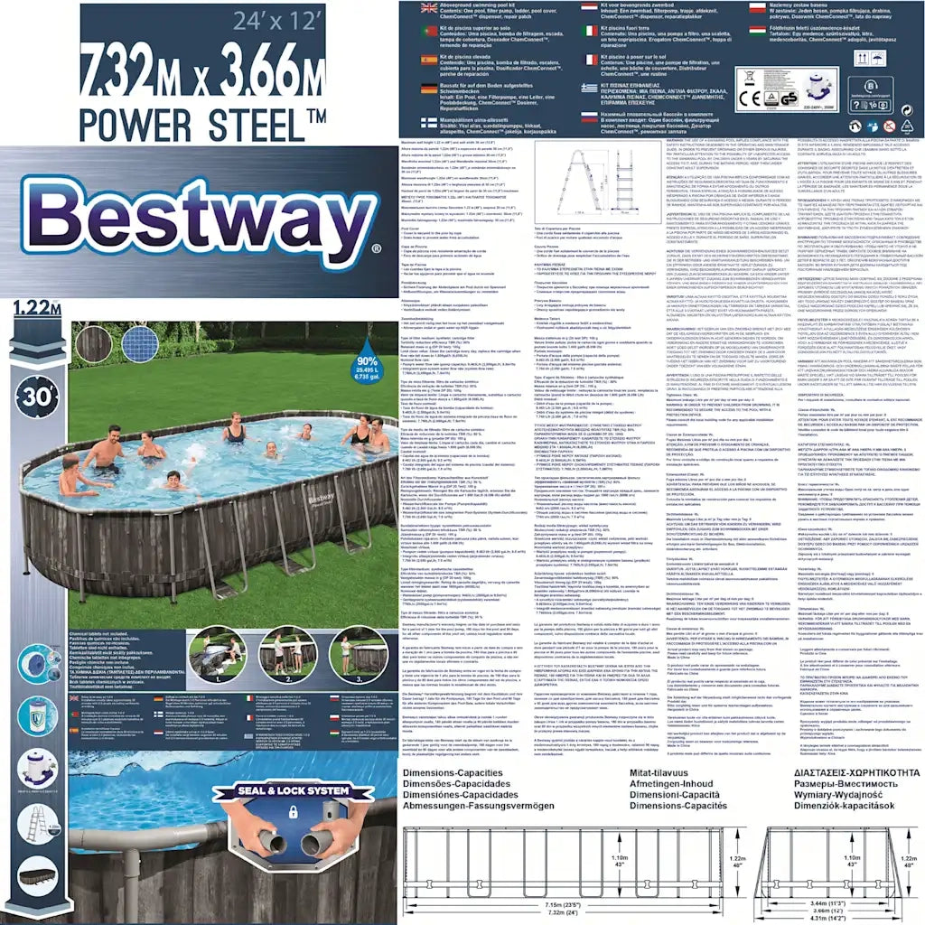 Bestway Set Piscina Ovale 7,32x3,66x1,22 m 3202689